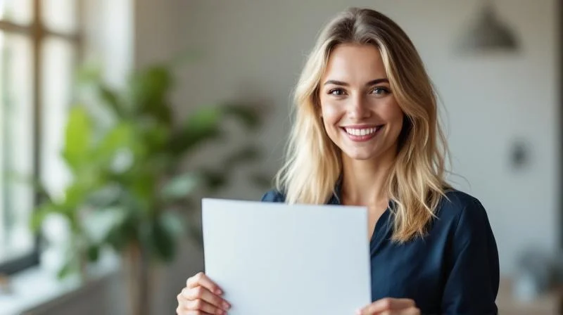 Mann haelt stolz sein IHK-Zeugnis in einer hellen Wohnung in Chemnitz